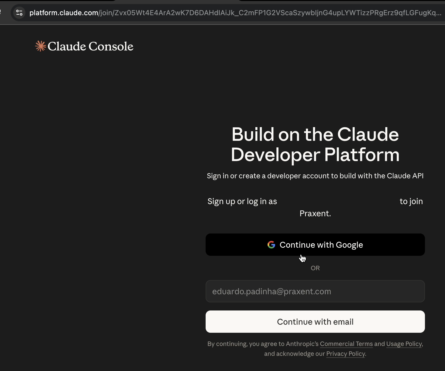 Sign in with Google screenshot